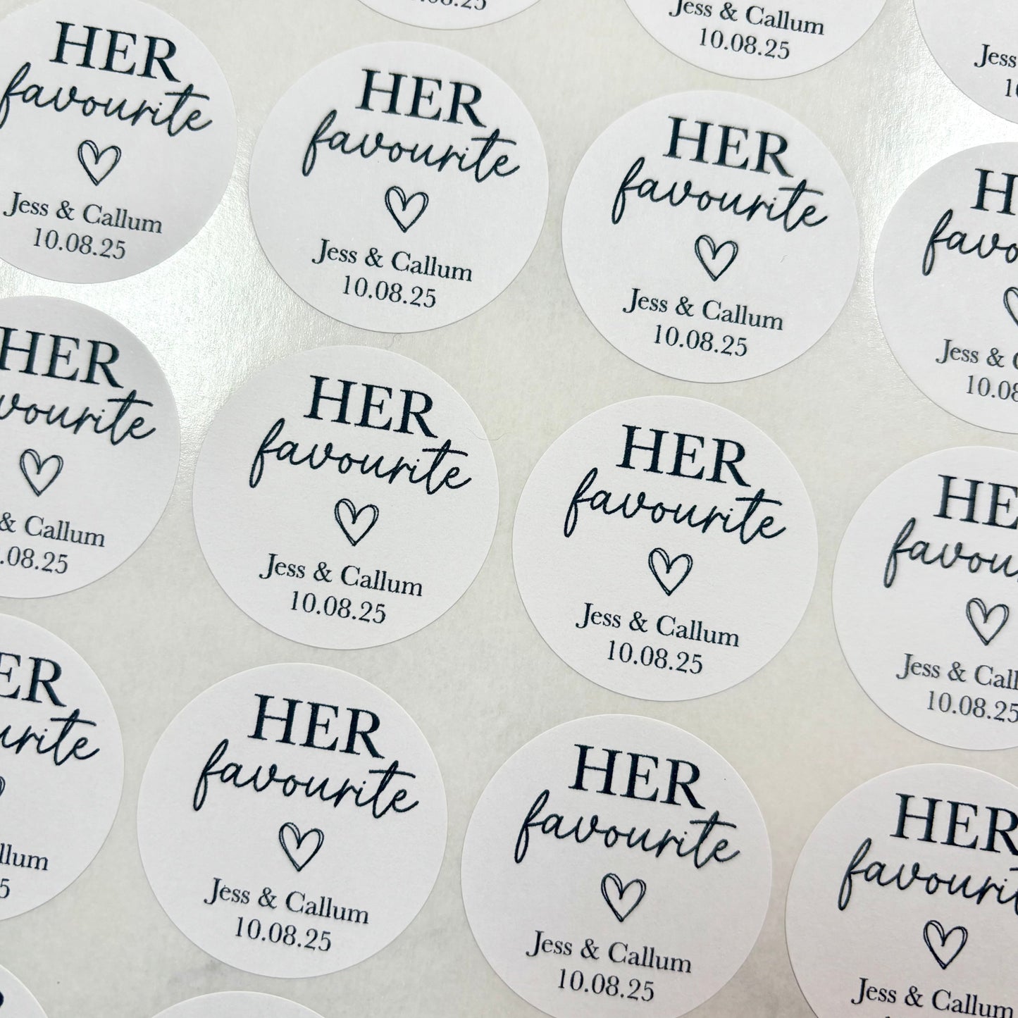 His, Her, Our Favourite - Sweet Favour Stickers