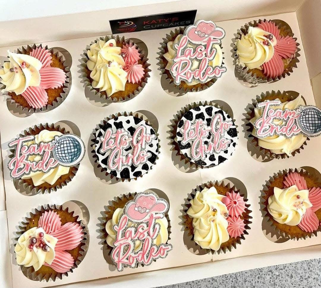 Last Rodeo Hen Party Card Cupcake Toppers