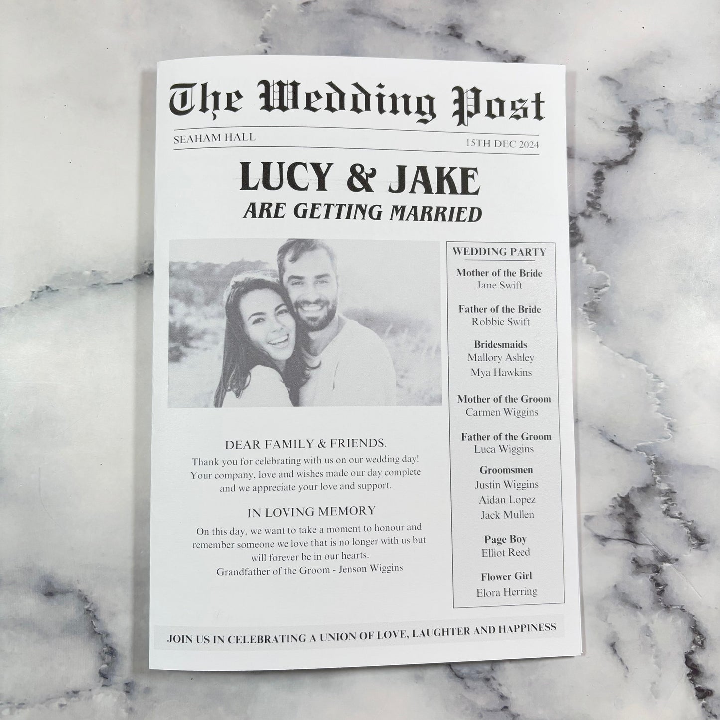 Wedding Newspaper