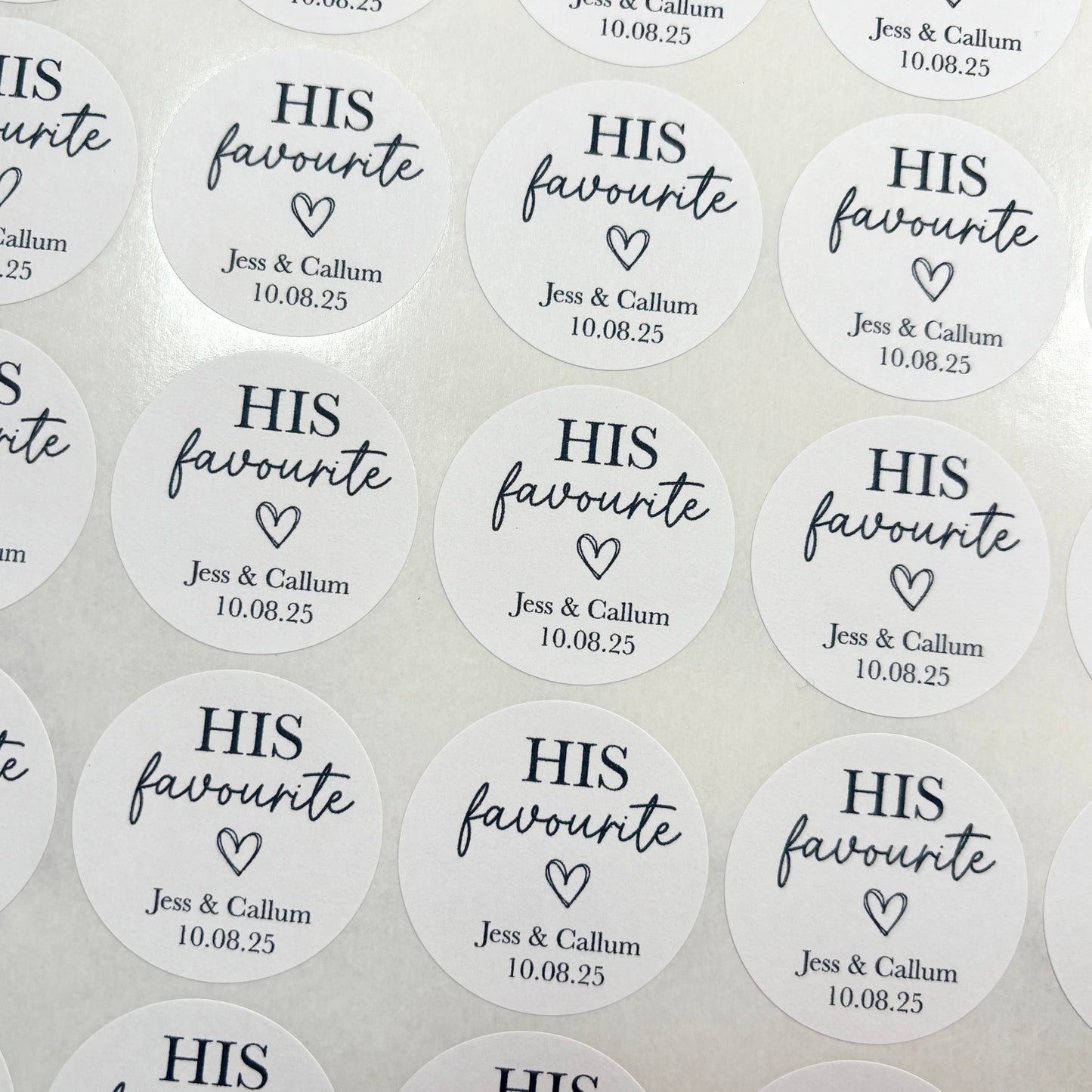 His, Her, Our Favourite - Sweet Favour Stickers
