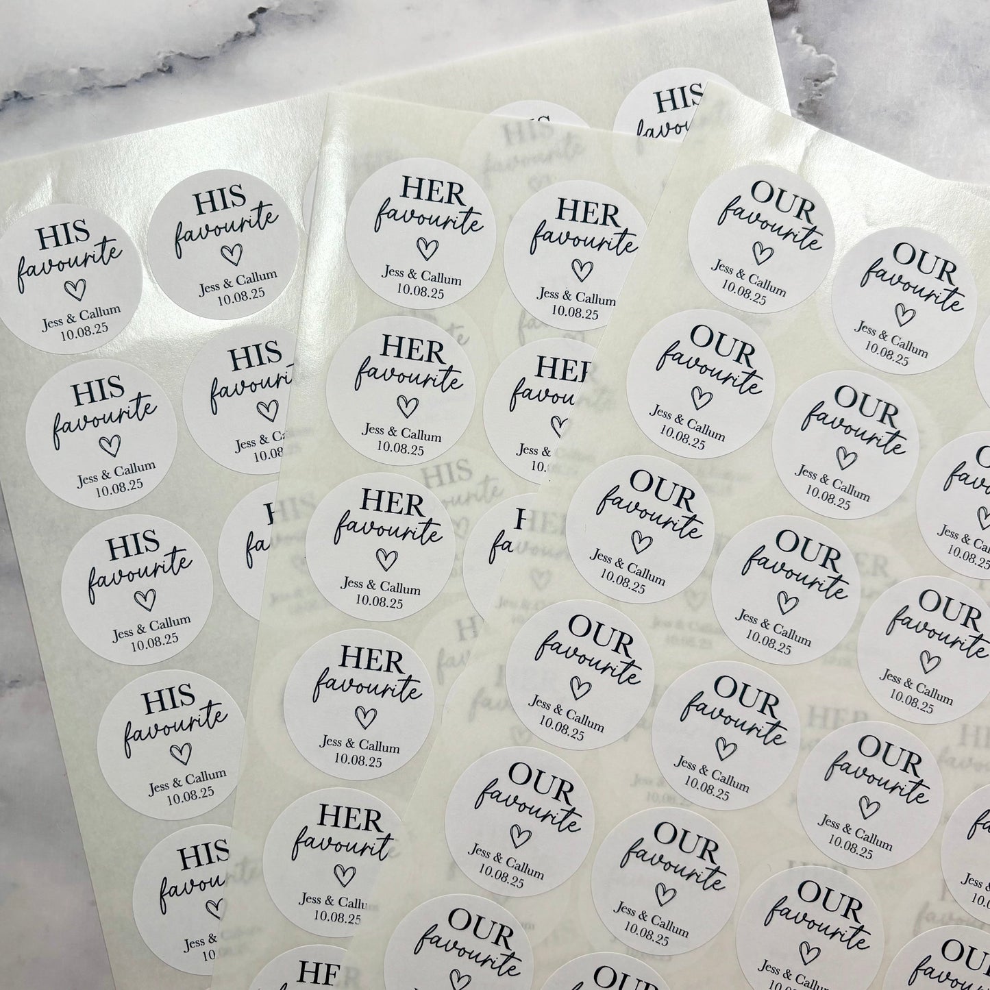 His, Her, Our Favourite - Sweet Favour Stickers