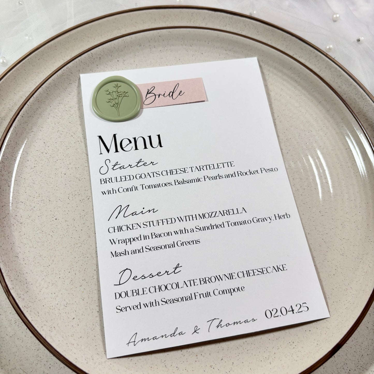 The Luxe Seal Menu