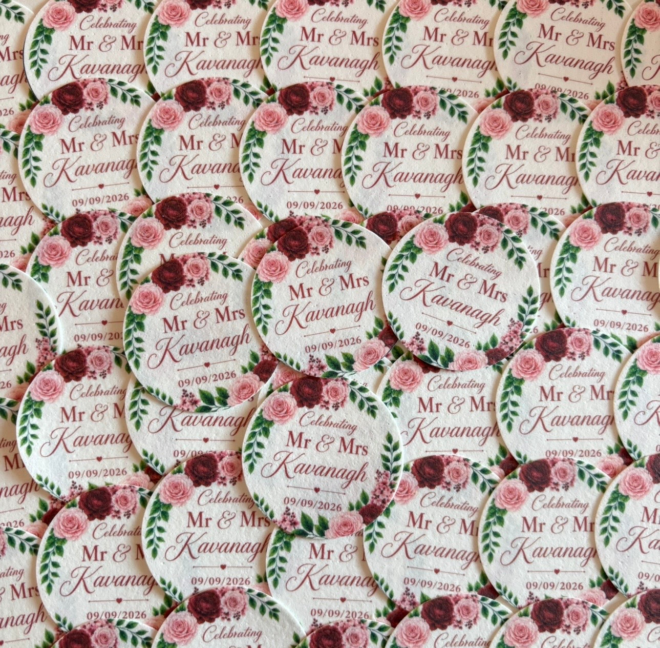 Floral Wedding Icing Sheet Cupcake Toppers Icing Sheet Cupcake Toppers