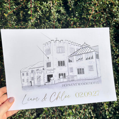 Wedding Venue Illustration Wall Art Print