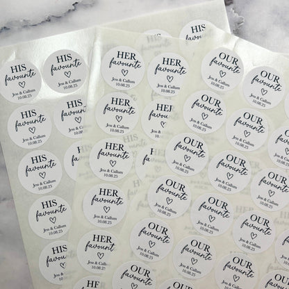 His, Her, Our Favourite - Sweet Favour Stickers
