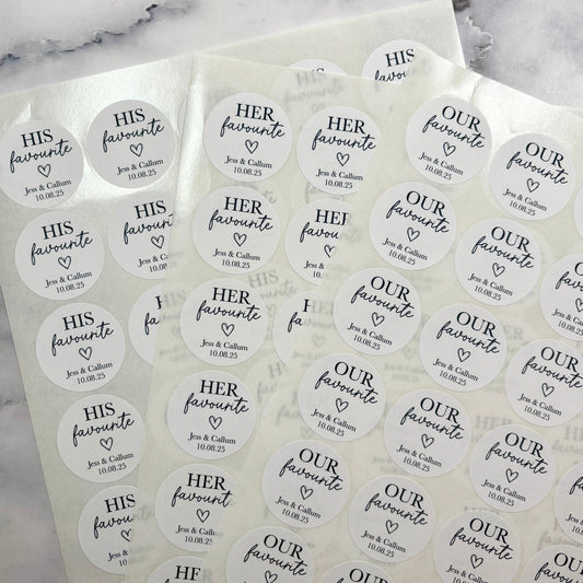 His, Her, Our Favourite - Sweet Favour Stickers