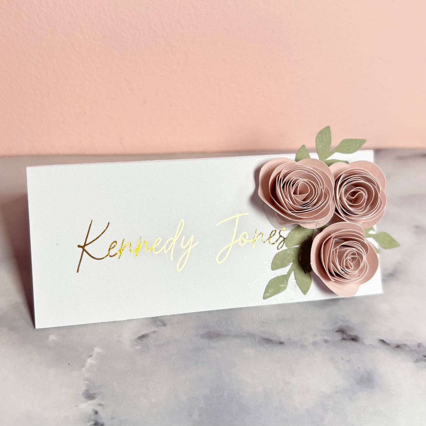 Handmade Floral Name Place Card