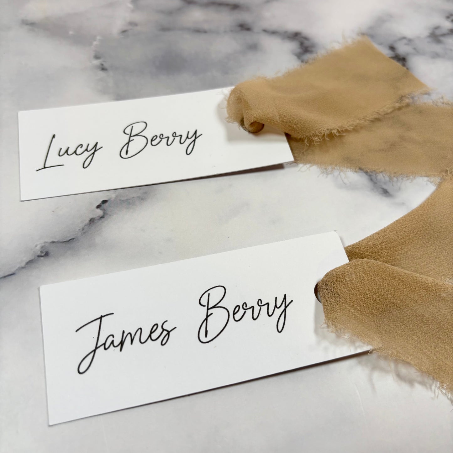 Flat Lay Ribbon Name Place Cards