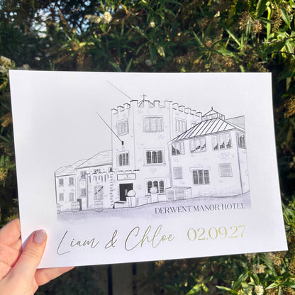 Wedding Venue Illustration Wall Art Print