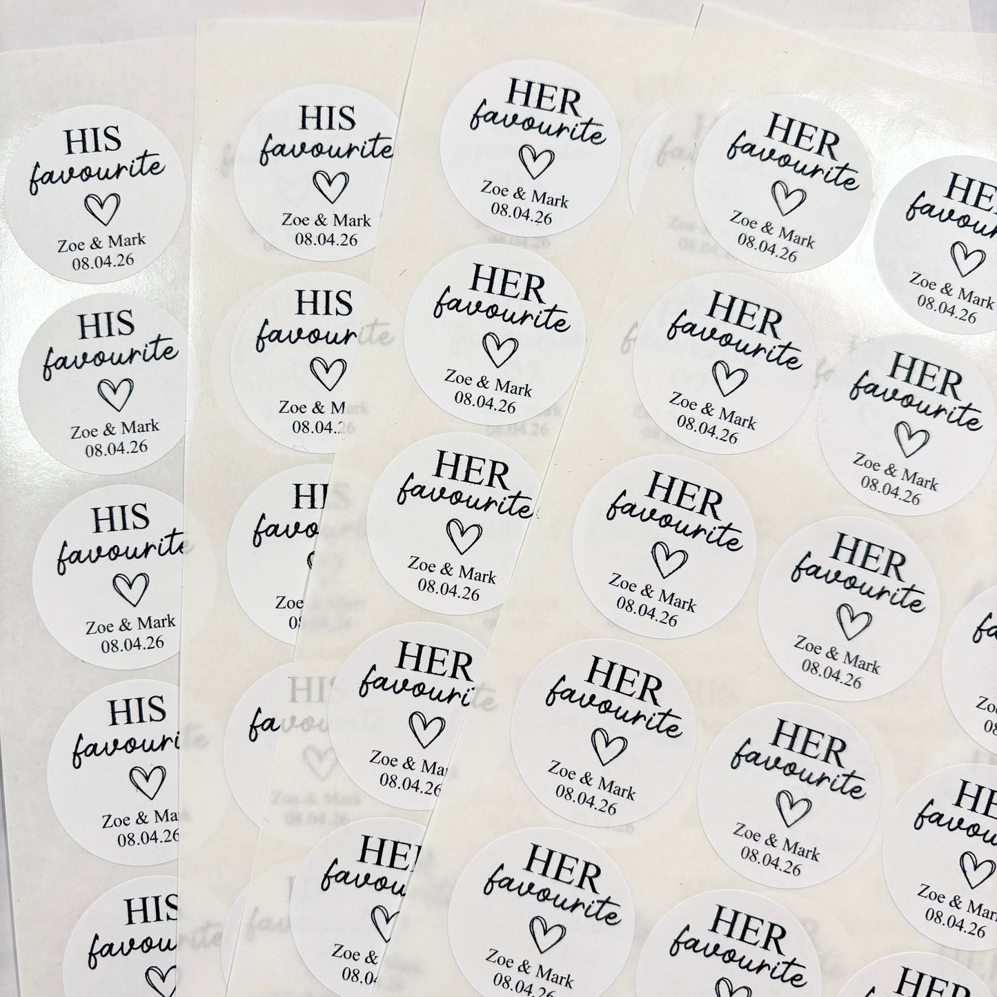 His, Her, Our Favourite - Sweet Favour Stickers