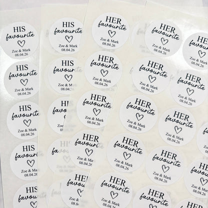 His, Her, Our Favourite - Sweet Favour Stickers