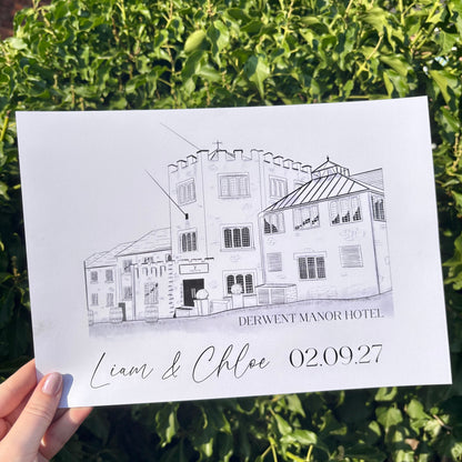 Wedding Venue Illustration Wall Art Print