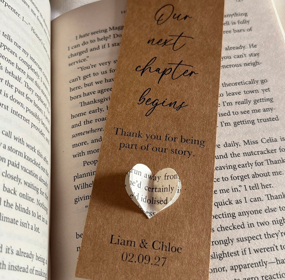Rustic Wedding Bookmark Favour